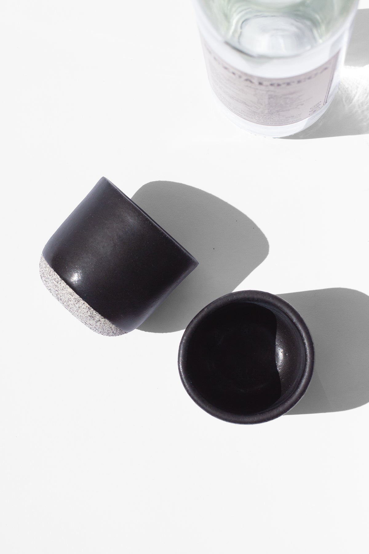 Handmade Small black cups for sipping espresso or spirits