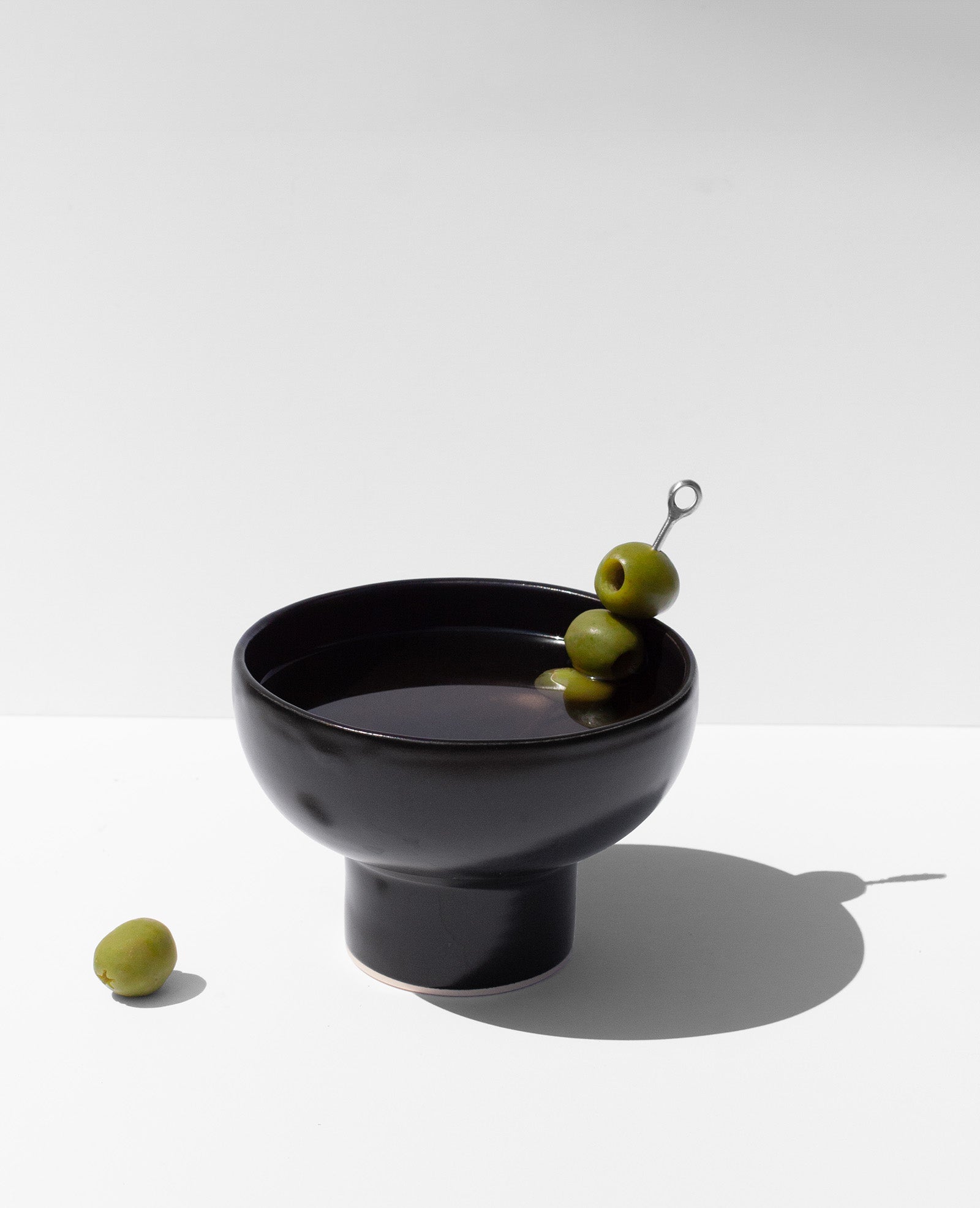 Handmade Black stemless cocktail glasses with wide rim and pedestal base