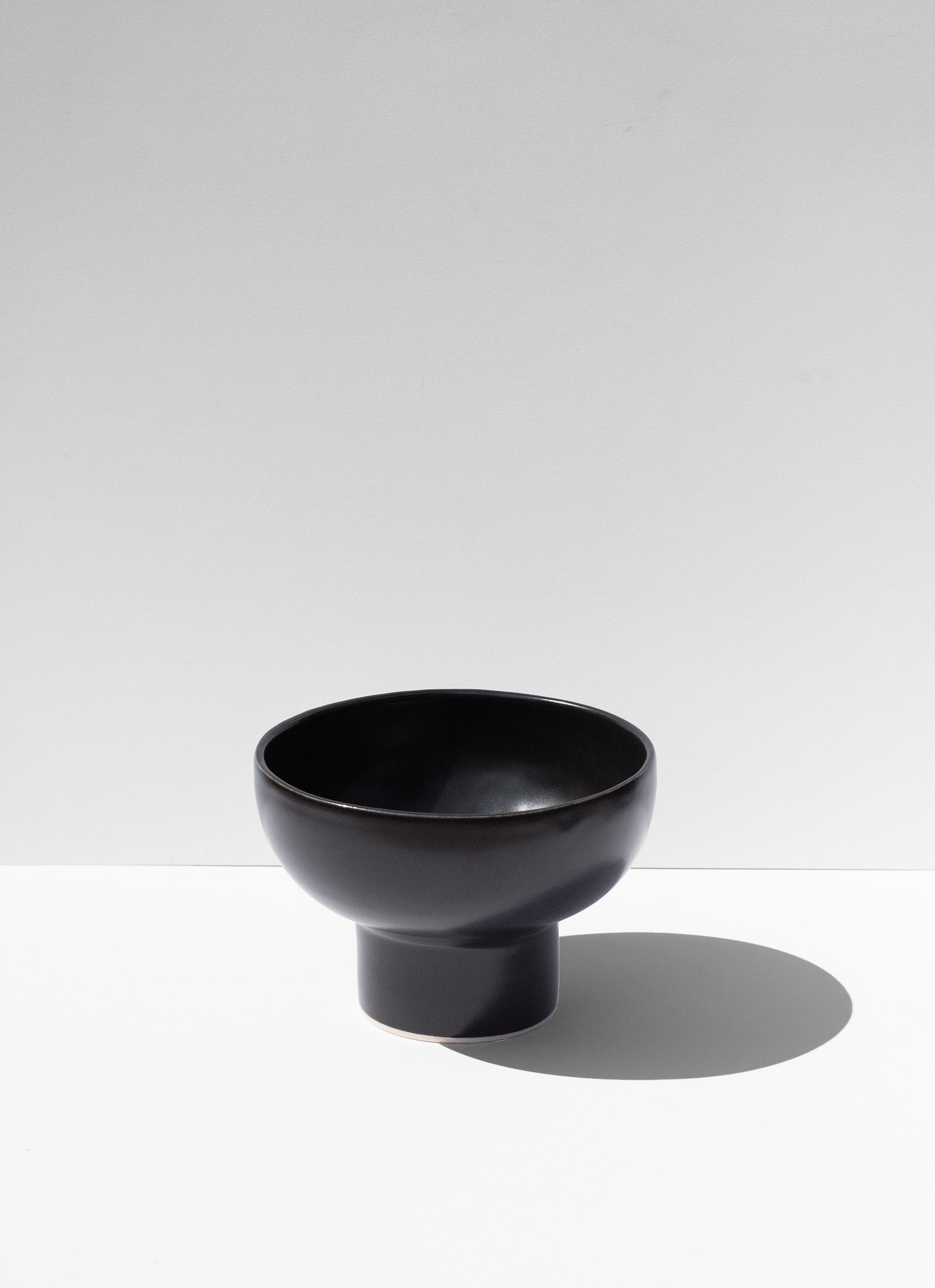Handmade Black stemless cocktail glasses with wide rim and pedestal base, stackable