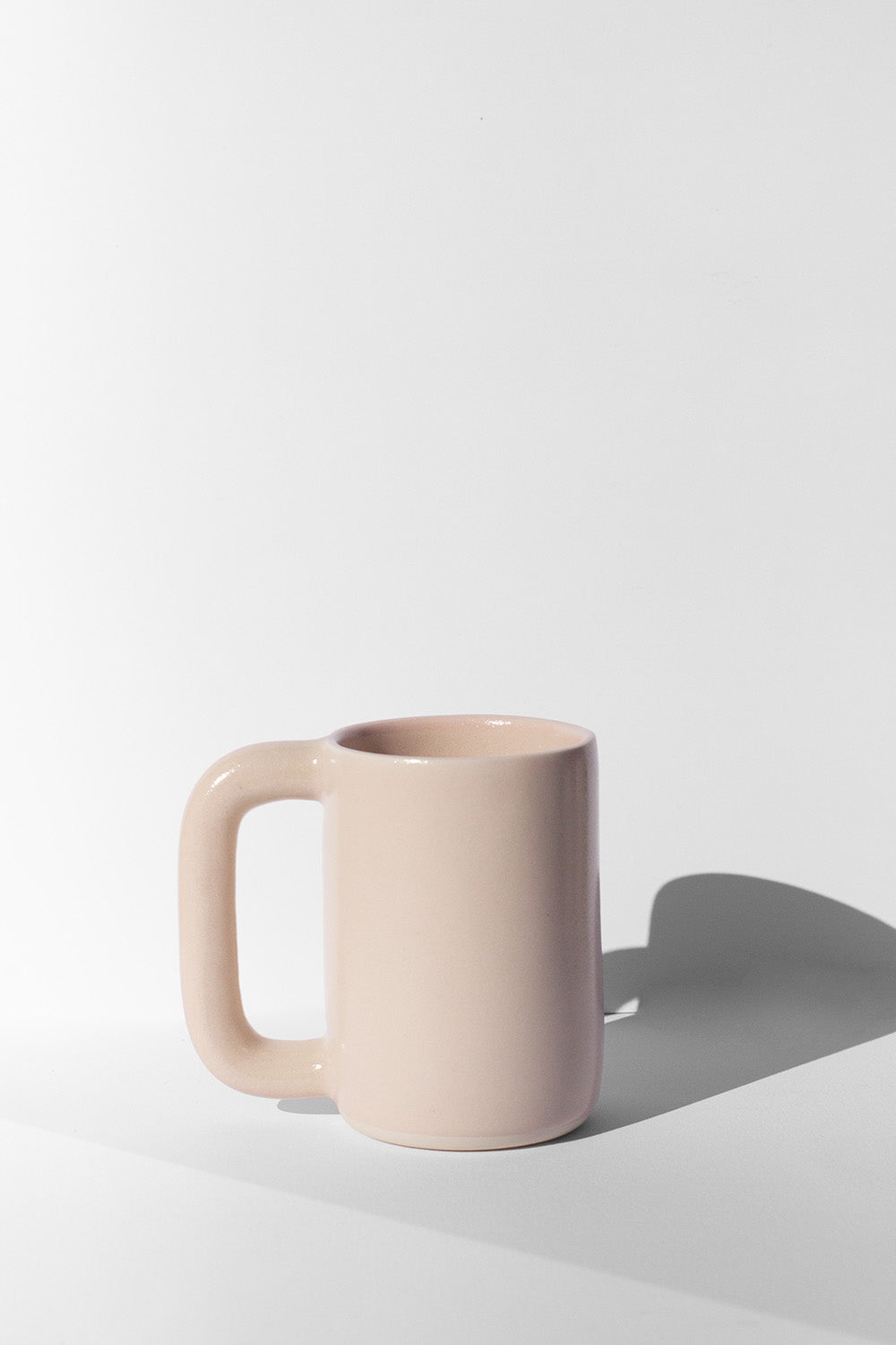 Handmade Tall blush pink mug with sturdy handle