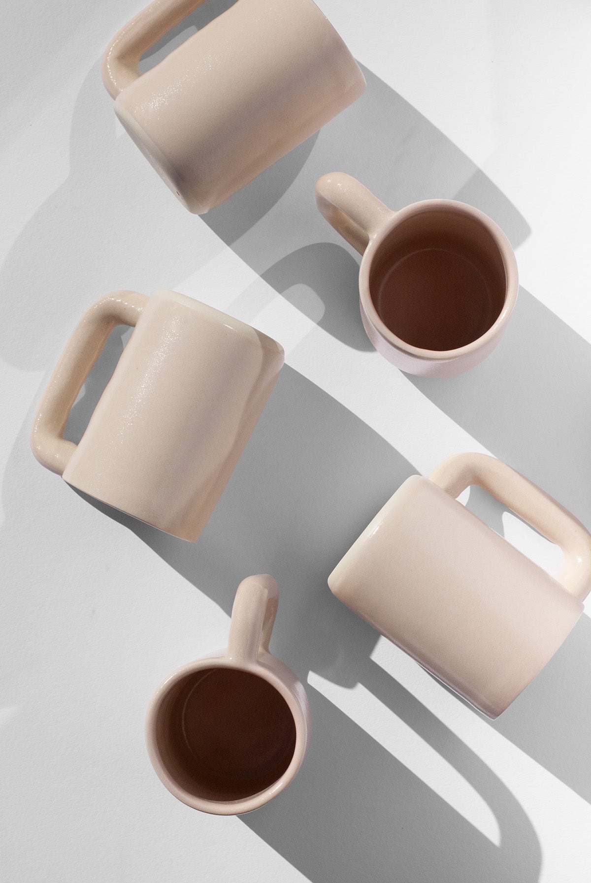 Handmade Tall blush pink mug with sturdy handle