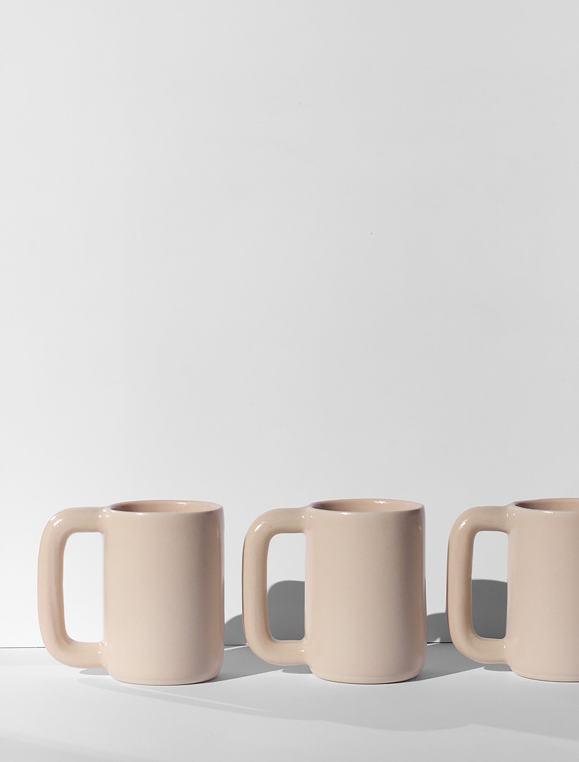 Handmade Tall blush pink mug with sturdy handle