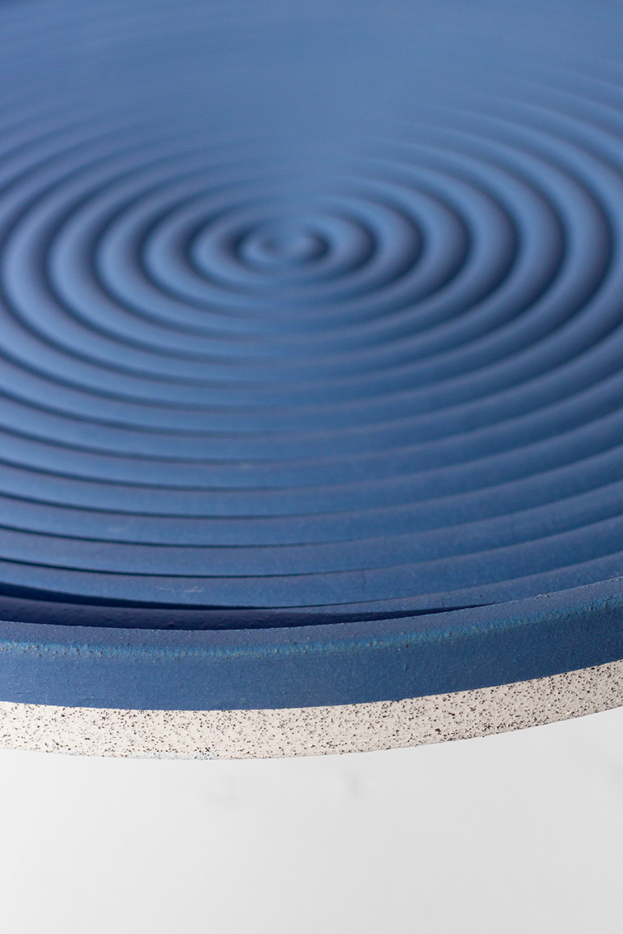 Handmade Cobalt blue serving platter with concentric circle design and speckled finish