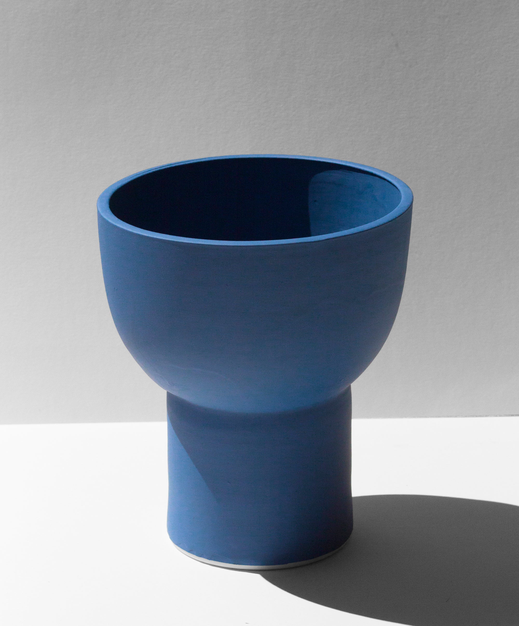 Handmade Large cobalt blue ceramic vessel used as vase, crock, planter