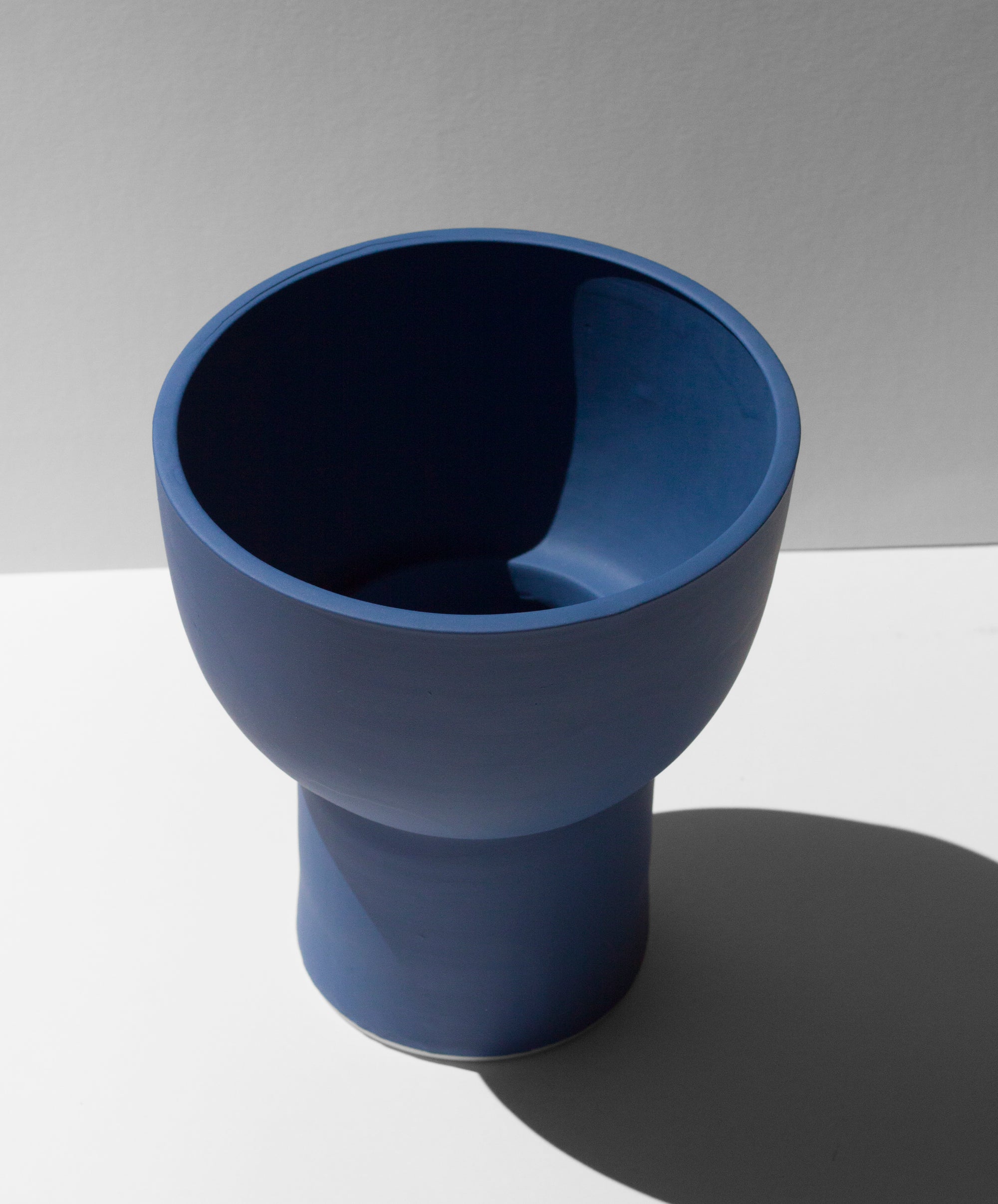 Handmade Large cobalt blue ceramic vessel used as vase, crock, planter