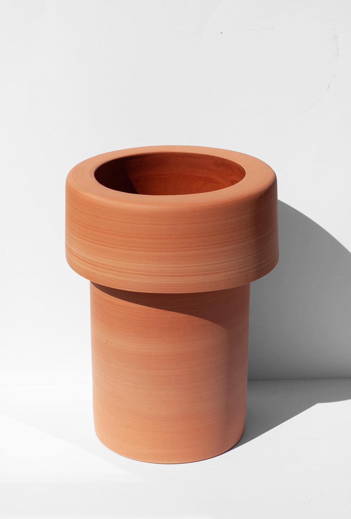 Handmade Large terra cotta planter with double wall design and clear glazed interior