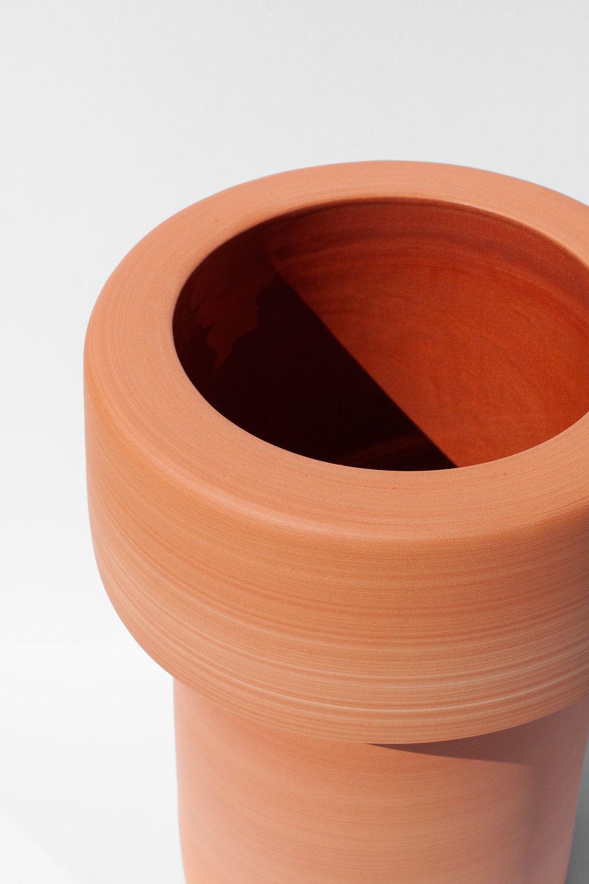 Handmade Large terra cotta planter with double wall design and clear glazed interior