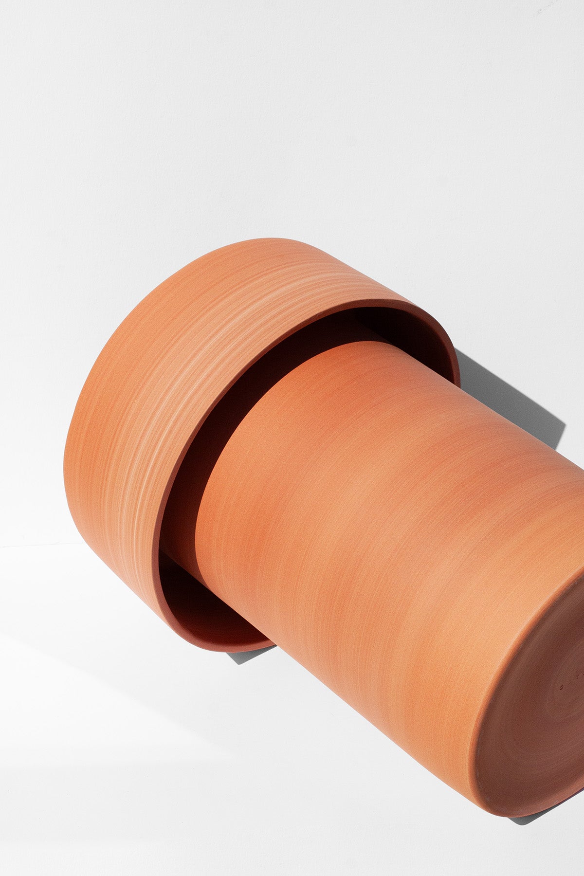 Handmade Large terra cotta planter with double wall design and clear glazed interior