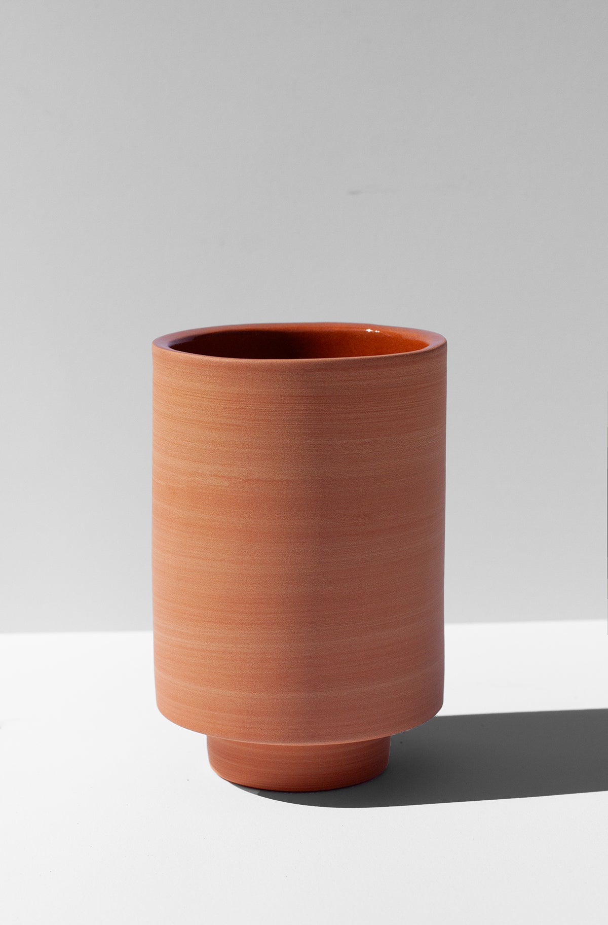 Handmade Terra cotta drinking glass tumbler, stackable. 