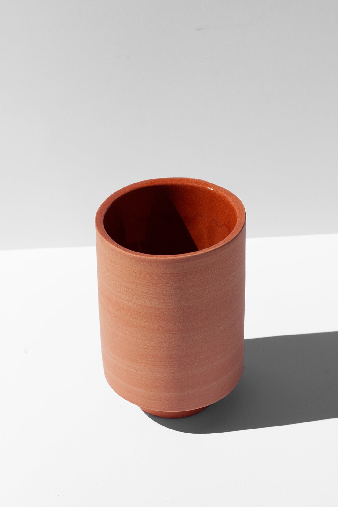 Handmade Terra cotta drinking glass tumbler, stackable. 