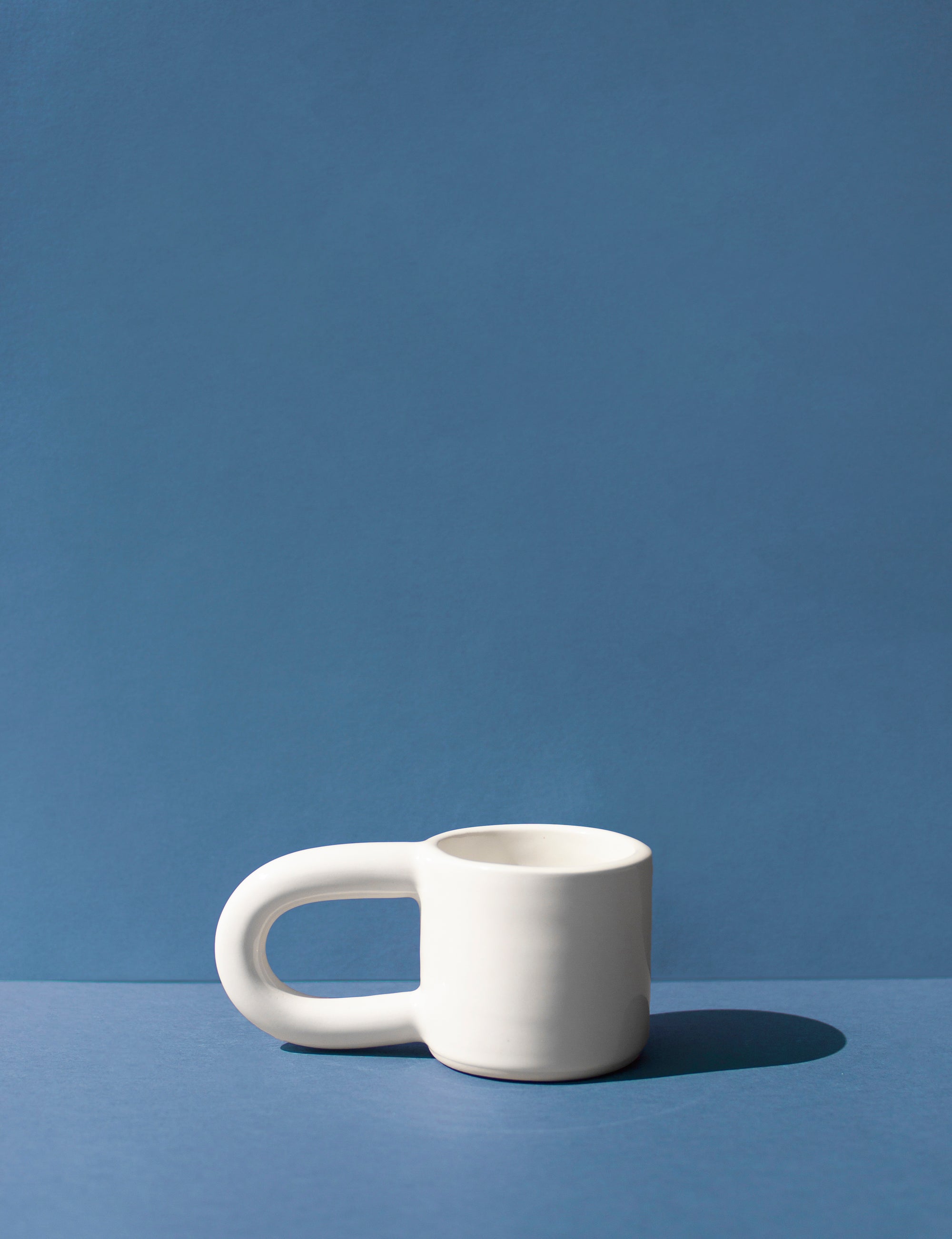 Handmade Sturdy white mug with thick handle