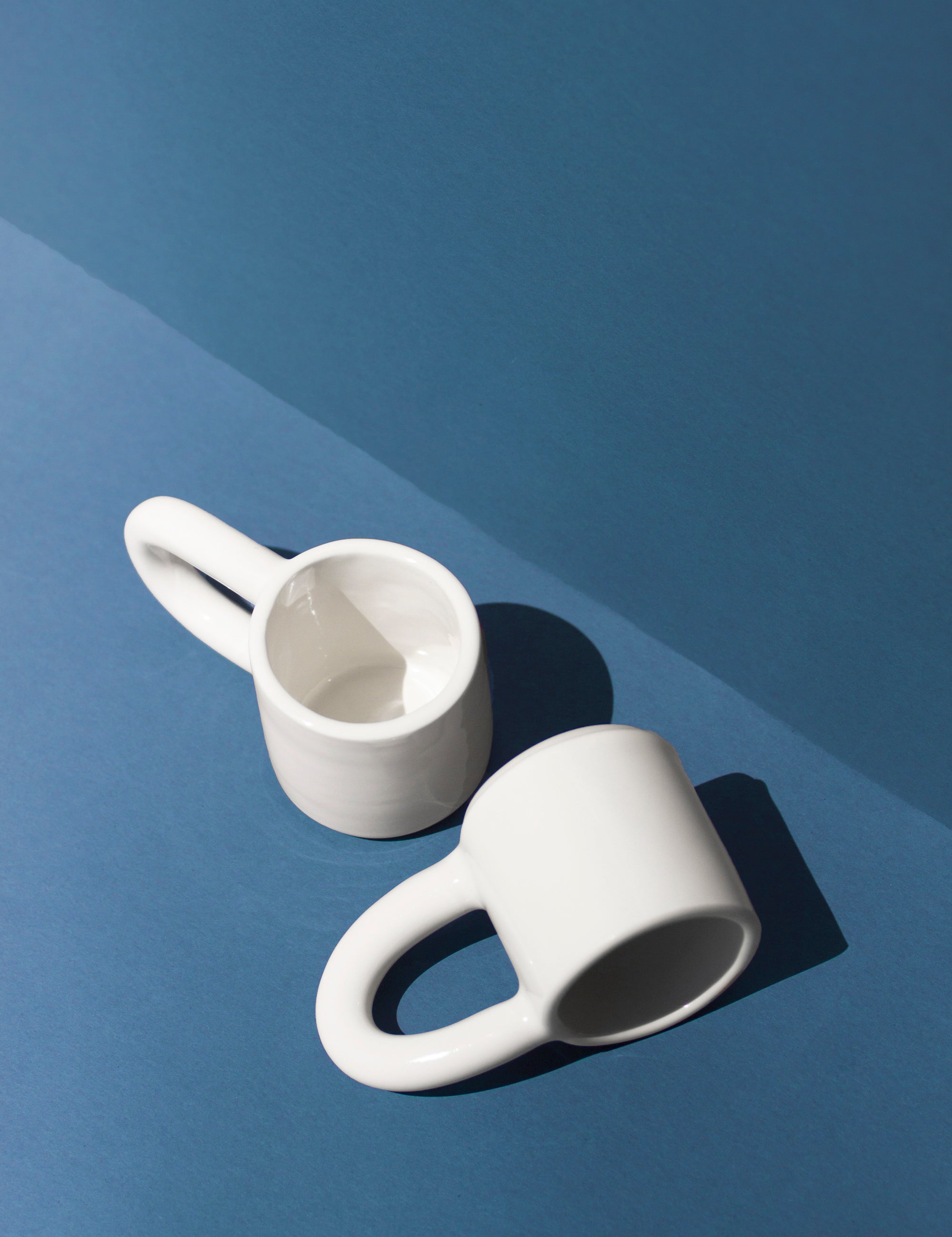 Handmade Sturdy white mug with thick handle